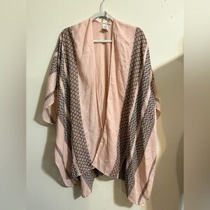 Time and Tru Women's Polyester shawl‎ wrap Ruana W/ Stripes One Size Pink gray